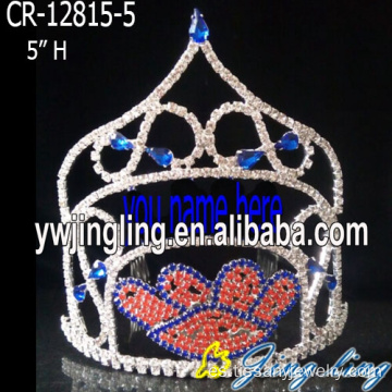 Venta por mayor del Rhinestone garra desfile coronas